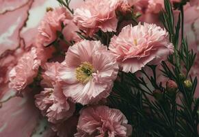 ai generato un' rosa fiore sfondo rosa mazzo foto