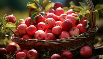 ai generato fresco frutta cestino, natura salutare buongustaio dolce, maturo e succoso generato di ai foto