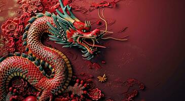 ai generato Cinese nuovo anno sfondo con colorato Drago foto