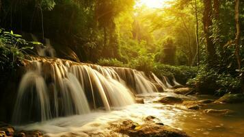 ai generato bellezza cascata sfondi foto