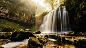 ai generato bellezza cascata sfondi foto