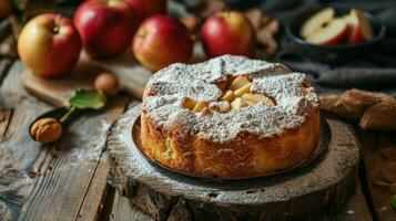 ai generato morbido e delizioso spugna torta o chiffon torta con fresco mele foto