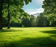 ai generato un Immagine di un' verde prato foto