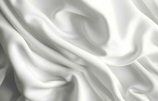ai generato bianca seta struttura lussuoso raso per astratto sfondo. bellissimo bianca tessuto foto