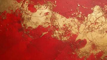 ai generato luminosa rosso e d'oro grunge decorativo gesso parete astratto sfondo. generativo ai foto