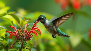 ai generato un' colibrì sorsi nettare. foto