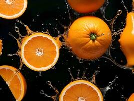 ai generato ritratto di fresco arancia frutta fette foto