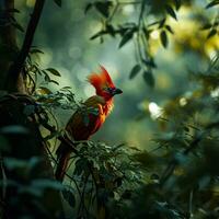 ai generato fotografia di un' bellissimo colorato uccello nel il amazon foresta pluviale nel brasile foto