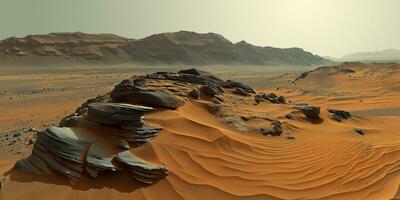ai generato realistico paesaggio di il Marte pianeta, Visualizza a partire dal il superficie foto