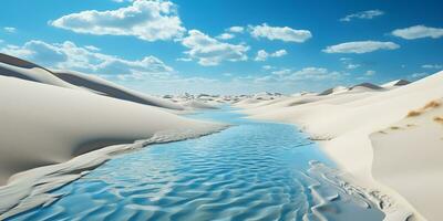 lago con chiaro acqua fra dune nel il deserto dopo pioggia foto