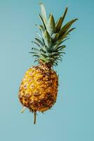 ai generato un' ananas su isolato leggero blu sfondo foto