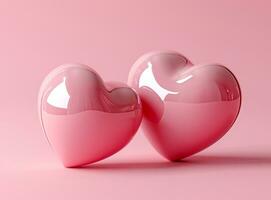 ai generato il foto Spettacoli Due cuore forma oggetti su il rosa sfondo