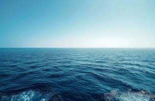 ai generato il blu oceano visto a partire dal un' nave su un' crociera nave foto