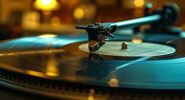 ai generato il vinile disco è giocando nel il sfondo foto