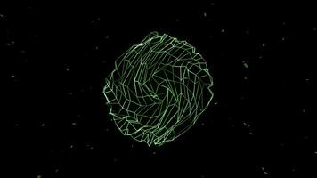 astratto energia palla con elettricità scioperi isolato su un' nero sfondo. animazione. colorato sfera di collegato Linee. foto