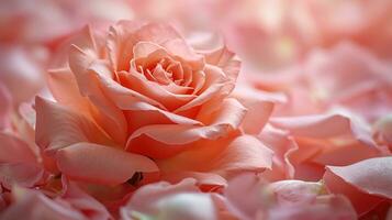 ai generato Rose, petali, e morbido sfumature, la creazione di un' tenero San Valentino giardino foto