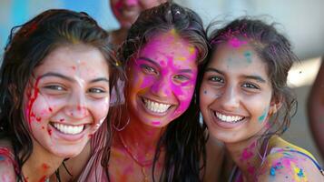 ai generato sorridente facce, coriandoli docce, e festivo arredamento per un' compleanno celebrazione foto