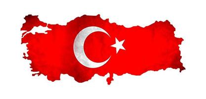 mappa della Turchia e dei simboli della bandiera nazionale, sfondo bianco. foto