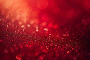 ai generato rosso colore sfondo circondato di romantico atmosfera di galleggiante rosso cuore sagomato ritagliare documenti foto