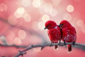 ai generato piccioncini coinvolgente nel San Valentino giorno celebrazioni contento San Valentino giorno concetto foto