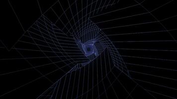 monocromatico neon Linee rotante dentro il tunnel mentre volante attraverso esso, senza soluzione di continuità ciclo continuo. moderno, geometrico figura tunnel, astratto geometrico sfondo. foto