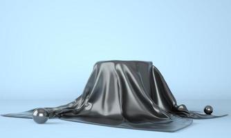podio vuoto coperto di panno nero. illustrazione 3D foto