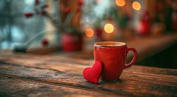 ai generato colorato San Valentino giorno sfondo. tazza di caffè foto