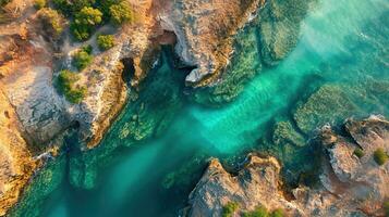 ai generato generativo ai, aereo Visualizza di labirinto corsi d'acqua, fuco foto, bellissimo paesaggio foto