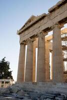 costruzione essere fatto su il Partenone il principale tempio su superiore di il acropoli nel Atene, Grecia foto