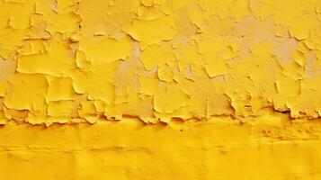 ai generato peeling giallo dipingere su parete, Perfetto per creativo textures nel design foto