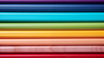 ai generato astratto Vettore di multicolore matite foderato su nel un' riga foto