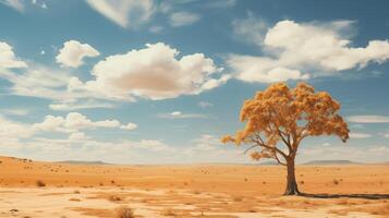 ai generato solitario acacia albero in piedi nel un' vasto africano savana foto