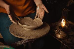 ceramica officina, argilla Prodotto, autentico atmosfera, sfondo foto