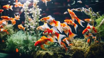 ai generato numerose pesce nuoto nel un acquario foto