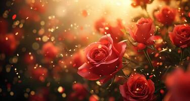 ai generato un' bellissimo sfondo per un' foto sparare con rosso Rose