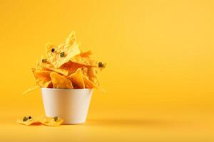 ai generato nacho nel tazza di contorno copia spazio concetto generativo ai foto