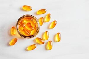 ai generato pesce olio capsule con omega 3 e vitamina genenerative ai foto