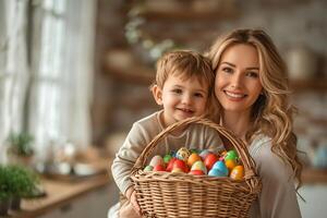 ai generato madre e bambino condivisione Pasqua felicità generata Immagine foto