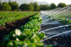 ai generato precisione irrigazione sistemi e agricolo pratiche contribuendo per il efficiente uso di acqua nel agricoltura. foto