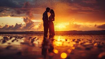 ai generato amore storia tramonto sfondo foto