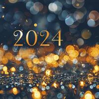 ai generato contento nuovo anno 2024 su bokeh sfondo foto
