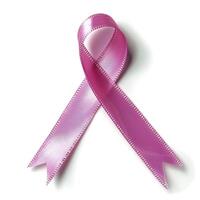 ai generato rosa nastro, Seno cancro consapevolezza simbolo, isolato su un' bianca sfondo. nazionale Seno cancro consapevolezza mese. foto