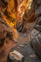 ai generato il luminosa colori di il distrutto arenaria roccia nel il canyon. Stati Uniti d'America. Arizona foto