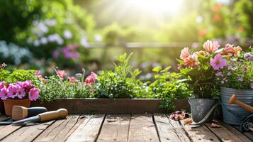 ai generato beautuful giardinaggio sfondo con copia spazio foto