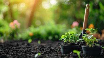 ai generato beautuful giardinaggio sfondo con copia spazio foto