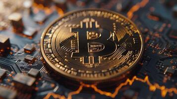 ai generato bitcoin gettone illustrazione sfondo. foto