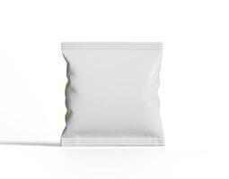 vuoto plastica merenda Borsa modello, bianca Patata patatine fritte contenitore, 3d interpretazione isolato su bianca sfondo foto