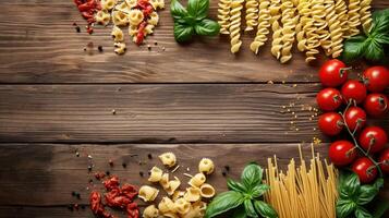 ai generato italiano pasta pubblicità sfondo con copia spazio foto