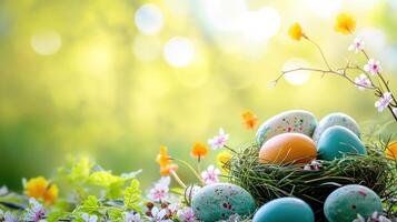 ai generato Magia beautuful Pasqua sfondo con copia spazio foto