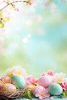 ai generato Magia beautuful Pasqua sfondo con copia spazio foto